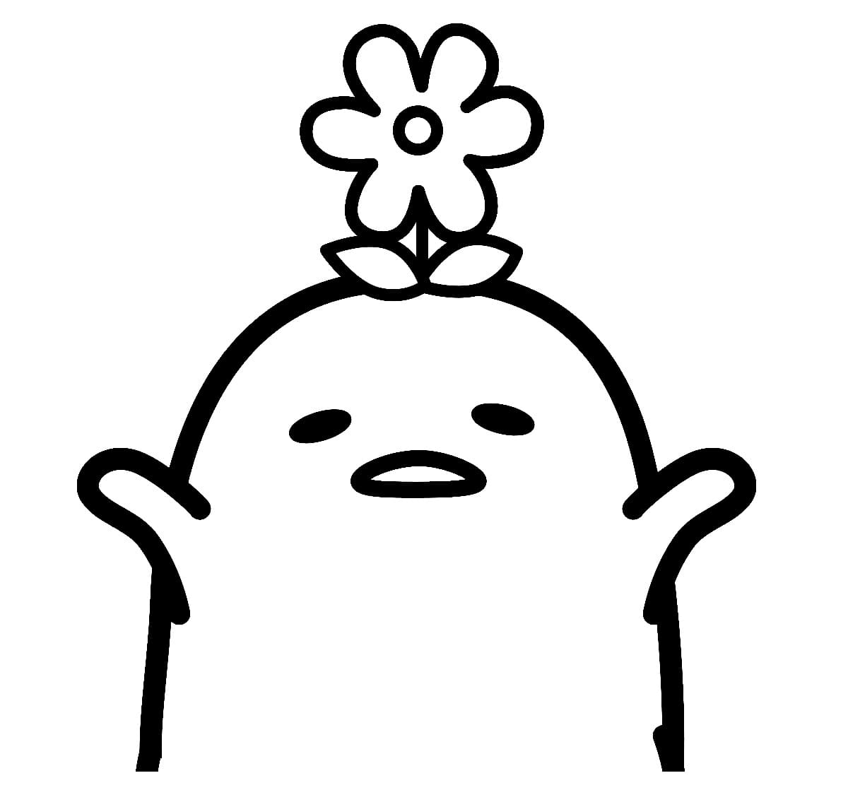 Gudetama and flower coloring page