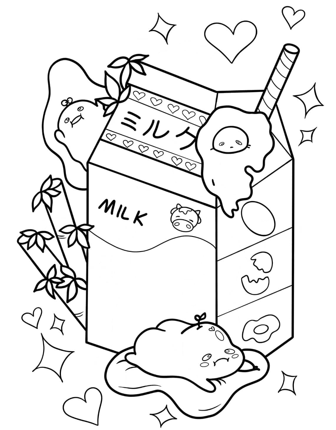Gudetama and milk coloring page