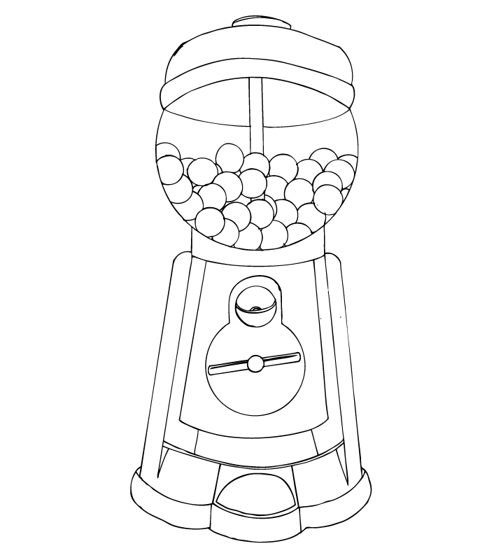 Bubble gum machine coloring page