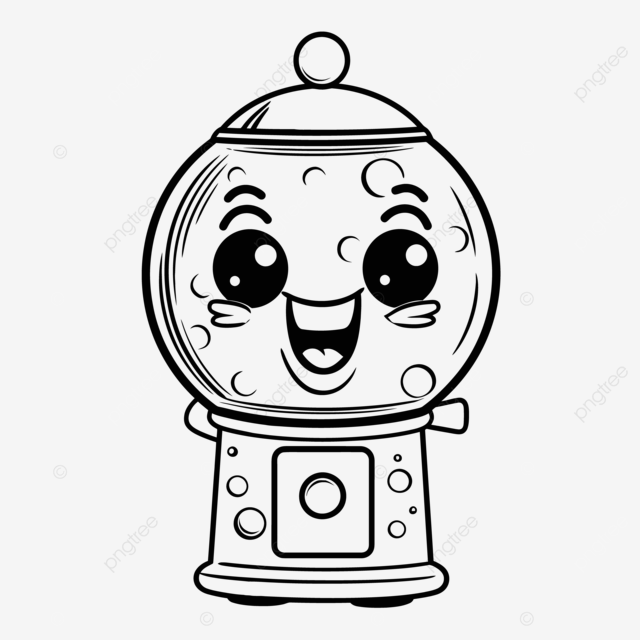 Cute coloring page of a gumball machine outline sketch drawing vector wing drawing ring drawing ball drawing png and vector with transparent background for free download