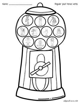 Freebie past tense verb gumball machine craft by speech gems tpt