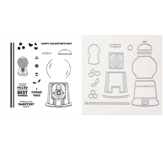 Gumball greetings stamp and gumball machine dies greeting sentiments clear stamps for diy embossing scrapbooking card making a
