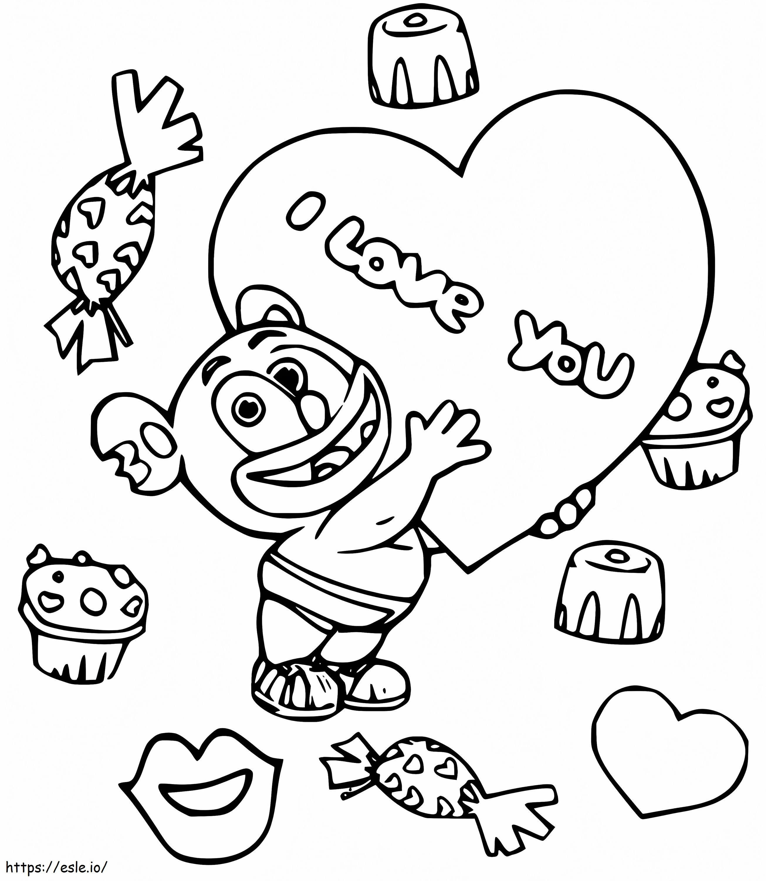 Valentine gummy bear coloring page