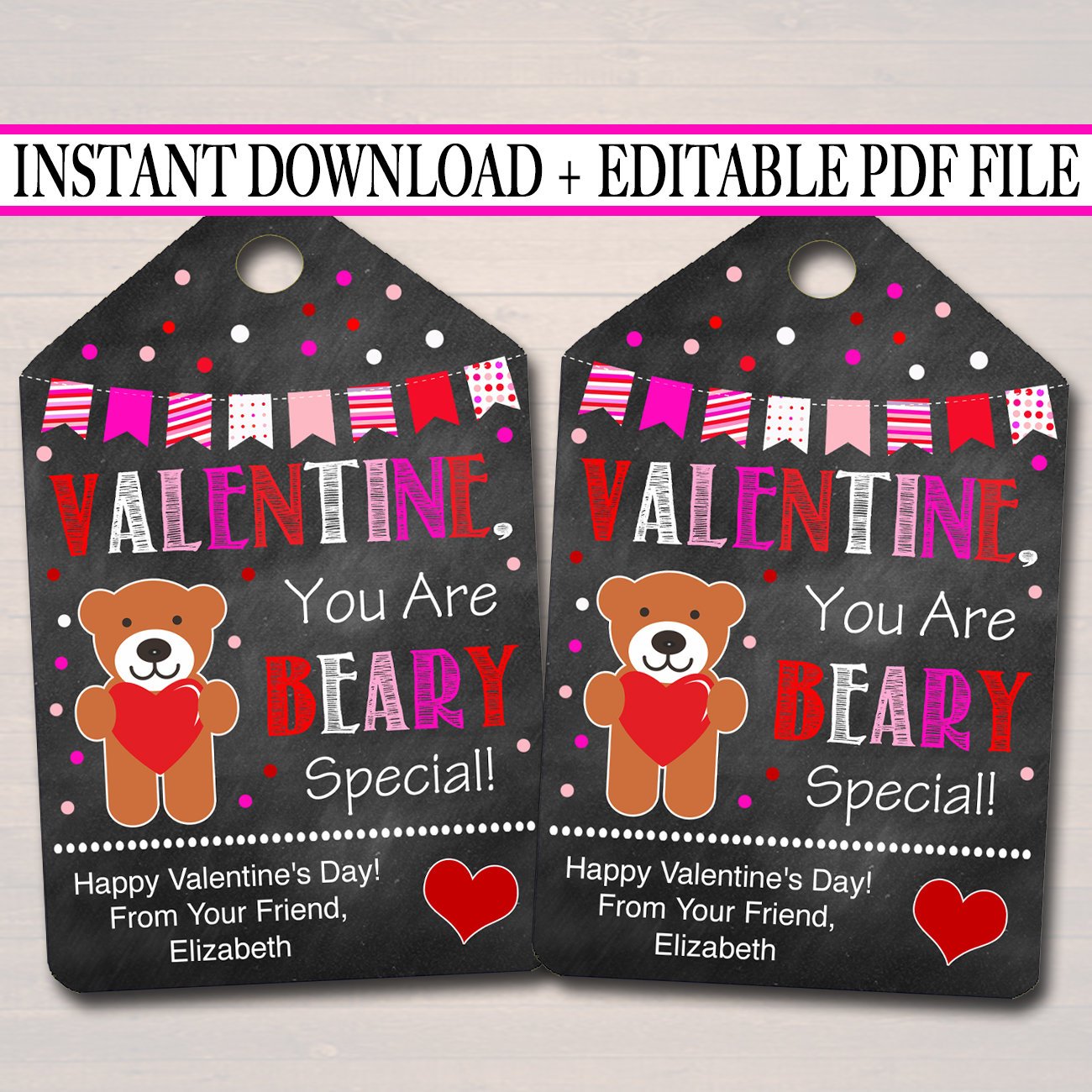 Valentines day teacher staff gift tag printables
