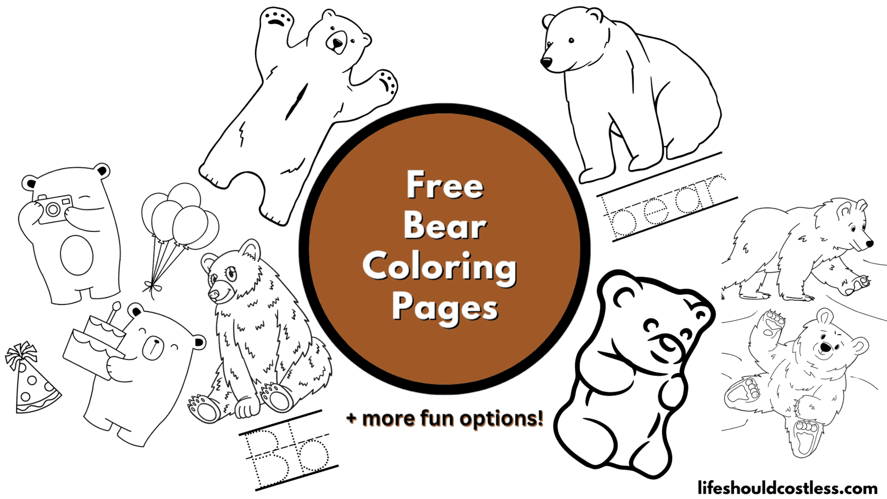 Bear coloring pages free printable pdf templates