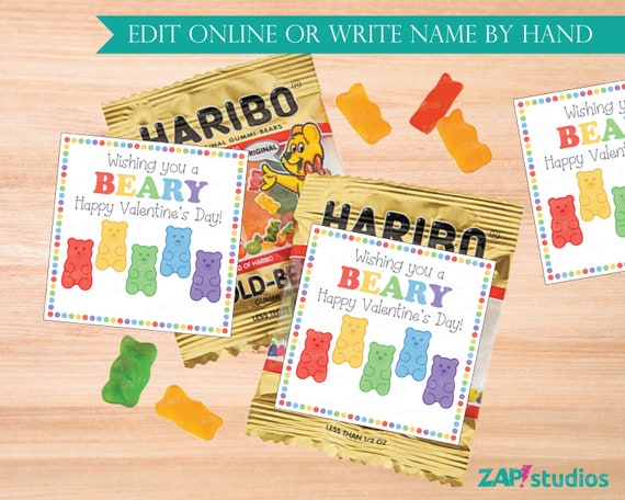 Editable gummy bear valentines printable gummy bear