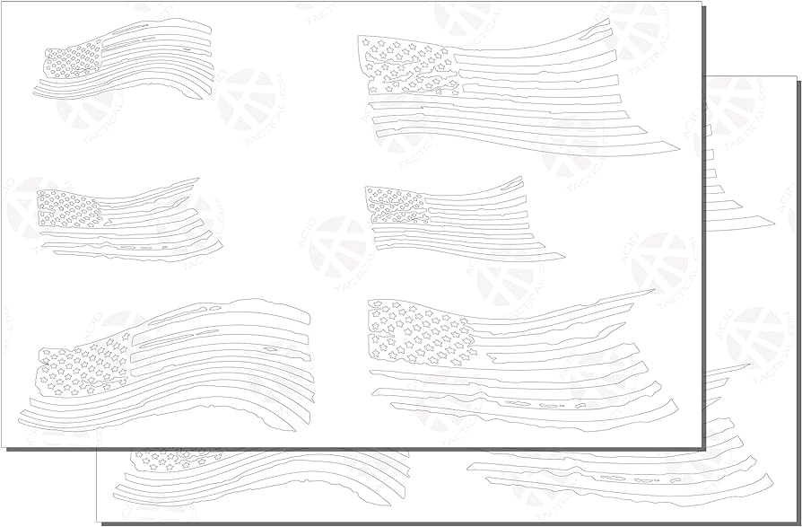 Acid tactical pack adhesive easypeel spray paint cerakote rc mask gun stencils torn us american flags
