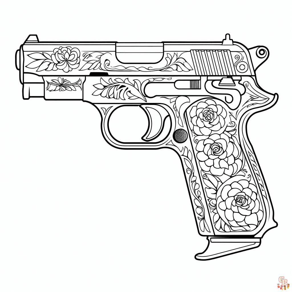 Printable guns coloring pages free for kids and adults