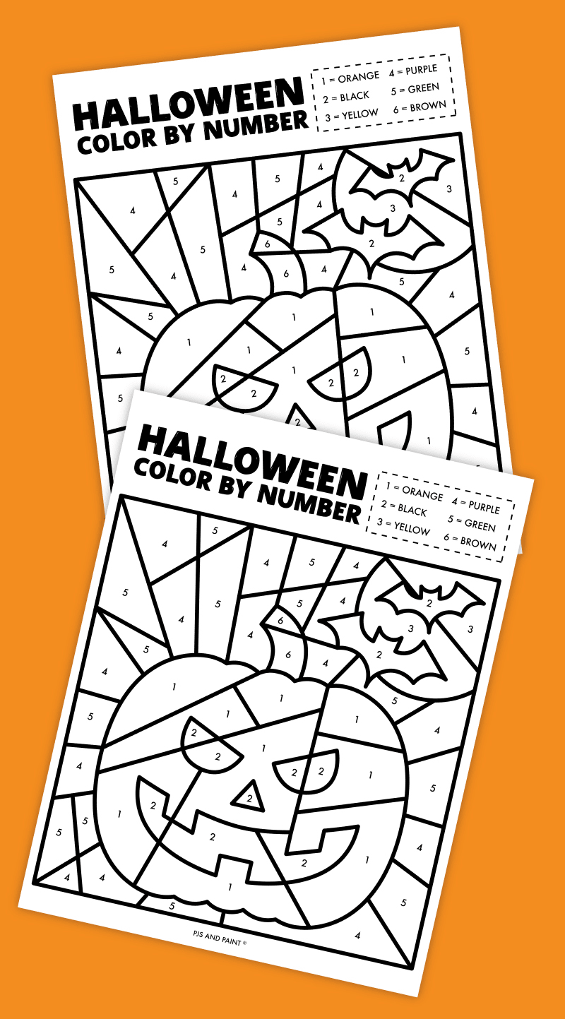 Free printable halloween color by number worksheet