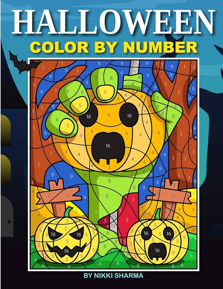 Halloween color by number spooky coloring book for kids ages