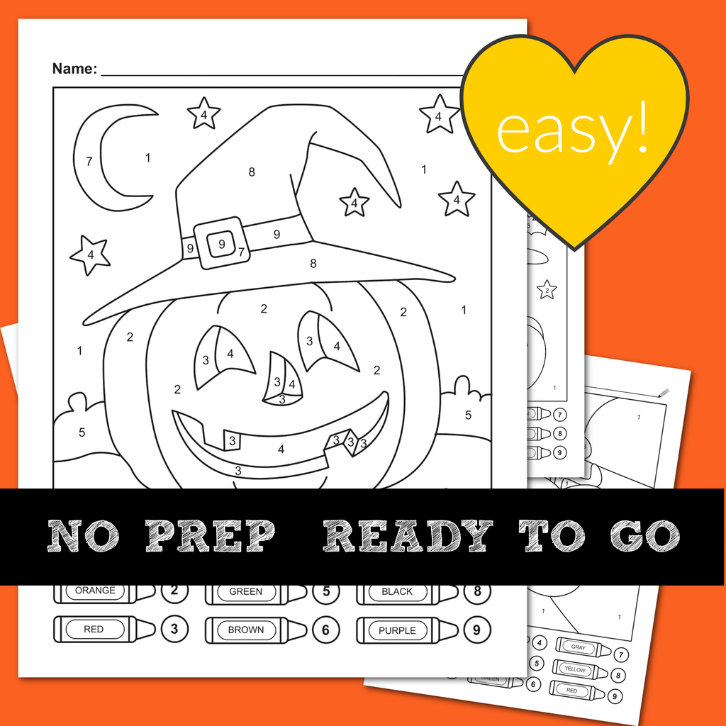 Halloween color by number printable worksheets â ispyfabulous