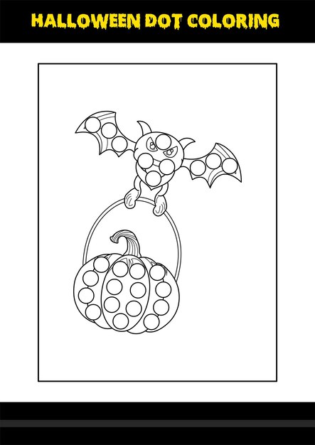 Premium vector halloween dot coloring page for kids line art coloring page design for kids
