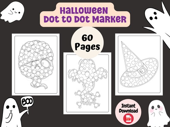 Halloween dot marker pages printable halloween dot to dot coloring pages cute halloween dot marker activity dot marker printable for kids