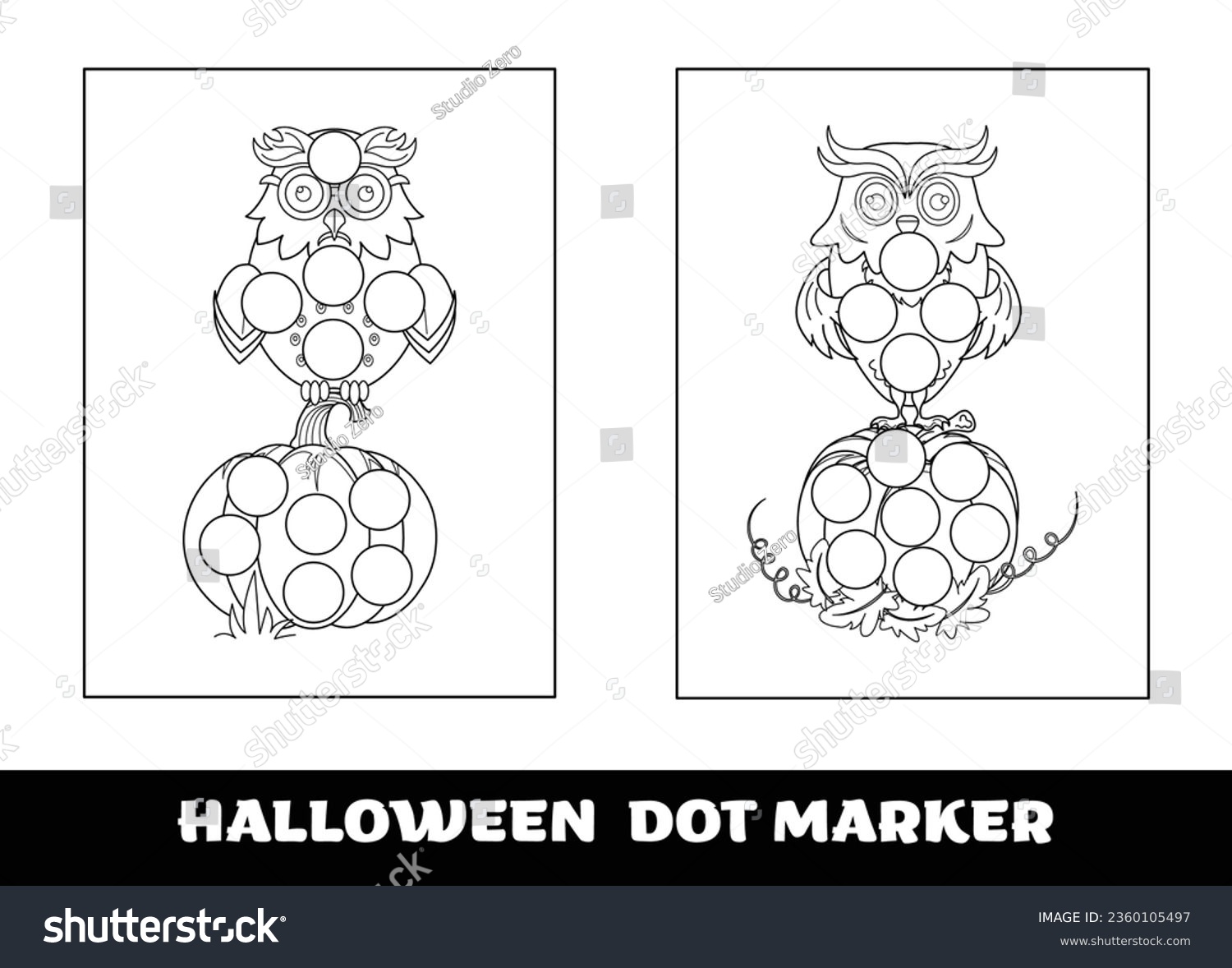 Halloween owl dot marker coloring page stock vector royalty free
