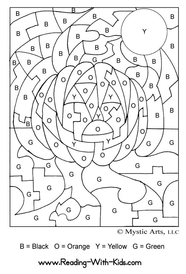 Halloween color by letter printables halloween coloring pages halloween games for kids coloring pages