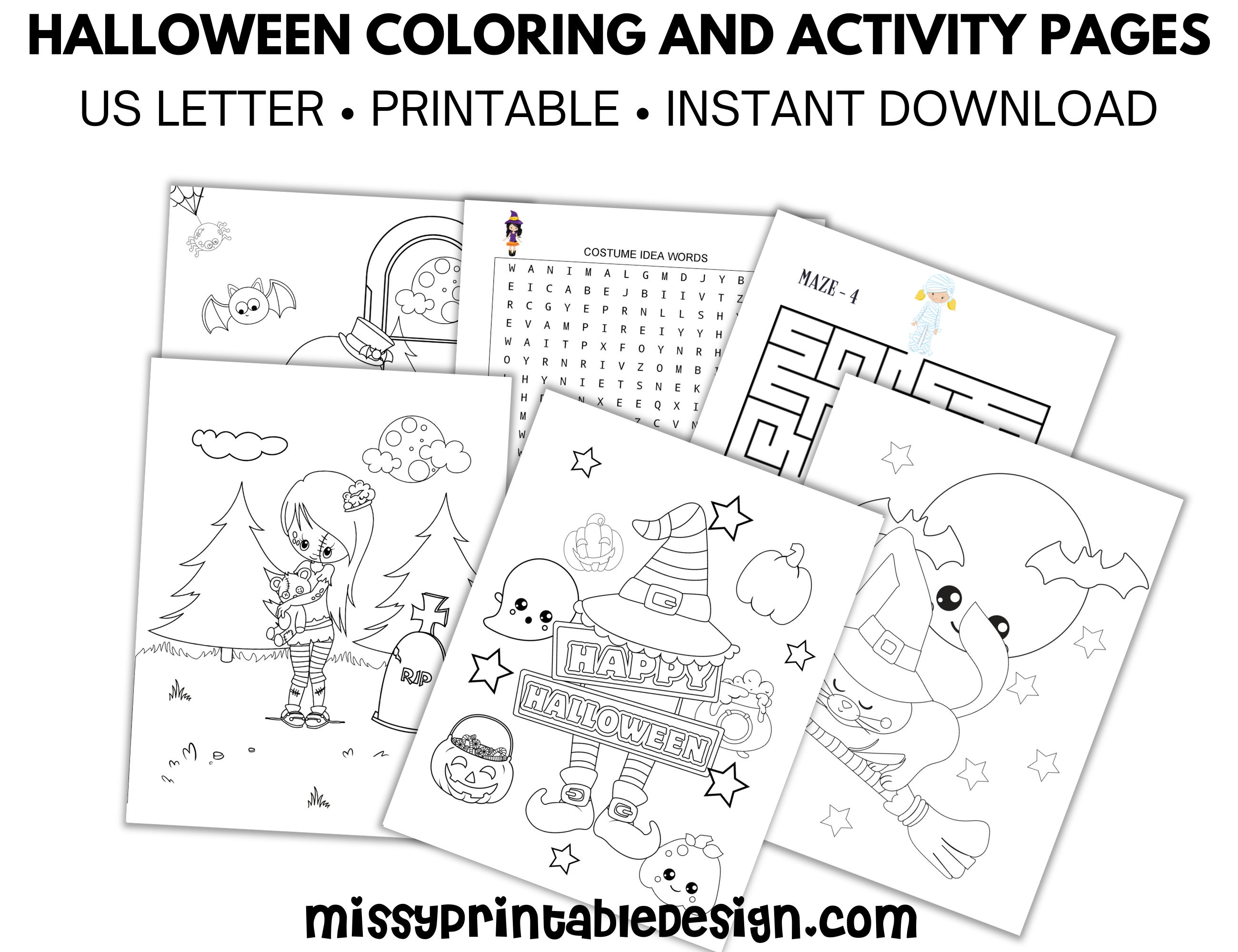 Halloween coloring pages halloween activity pages printable halloween book halloween party coloring pages halloween party favors