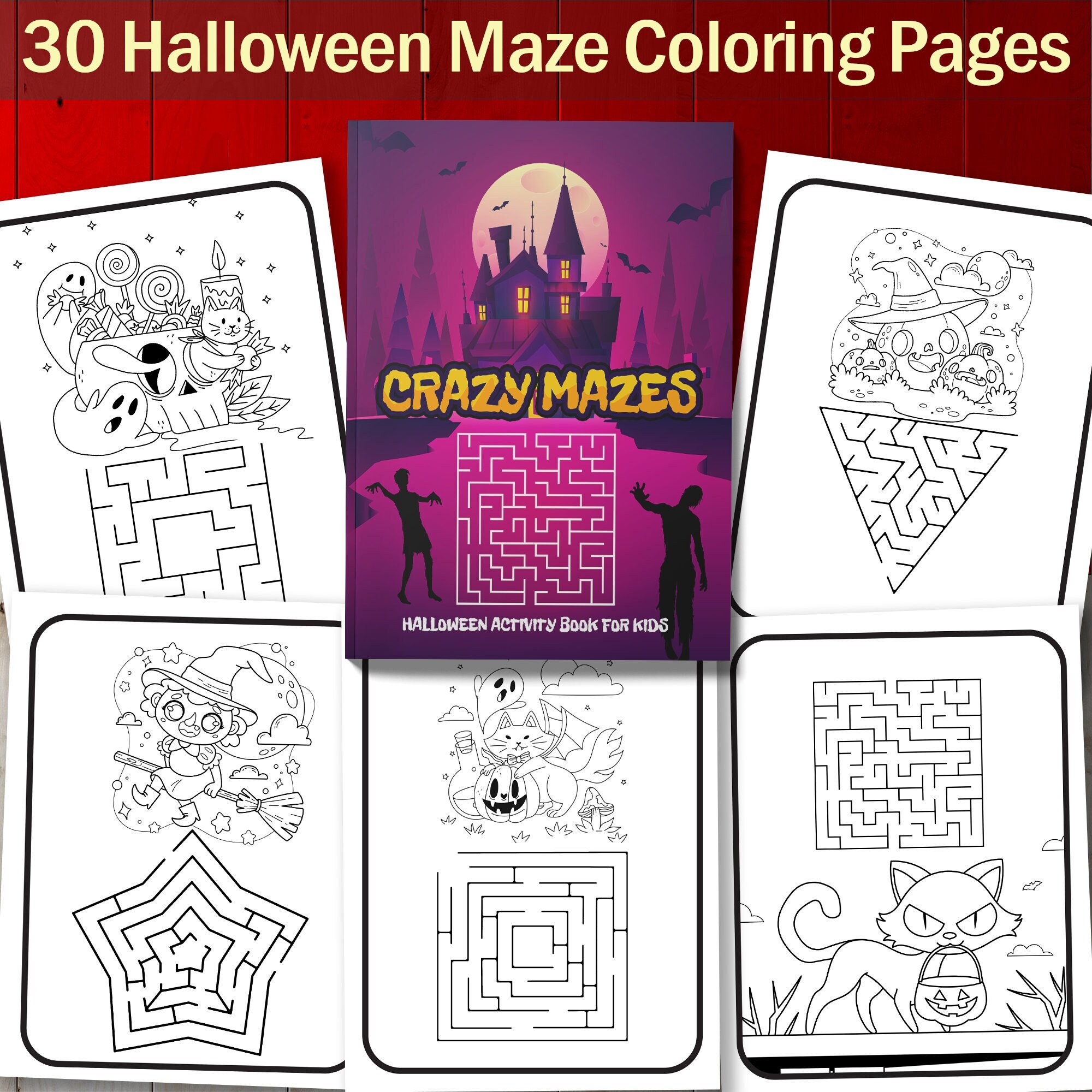 Best value crazy mazes halloween activity book for kids instant download fun activity coloring educational pages to enjoy perfect gift