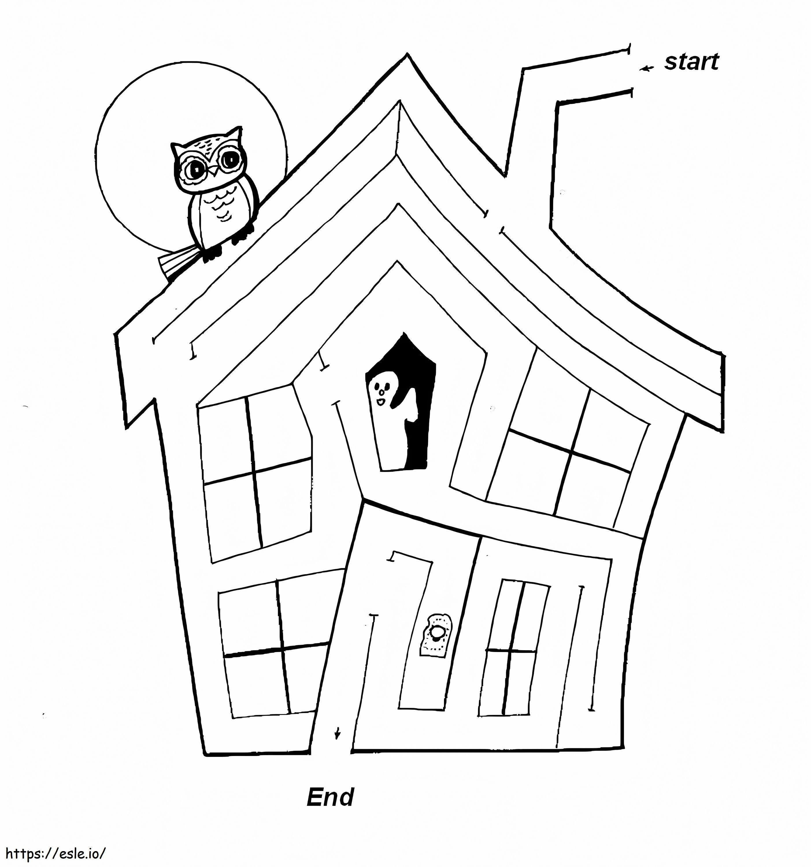 Printable halloween maze coloring page