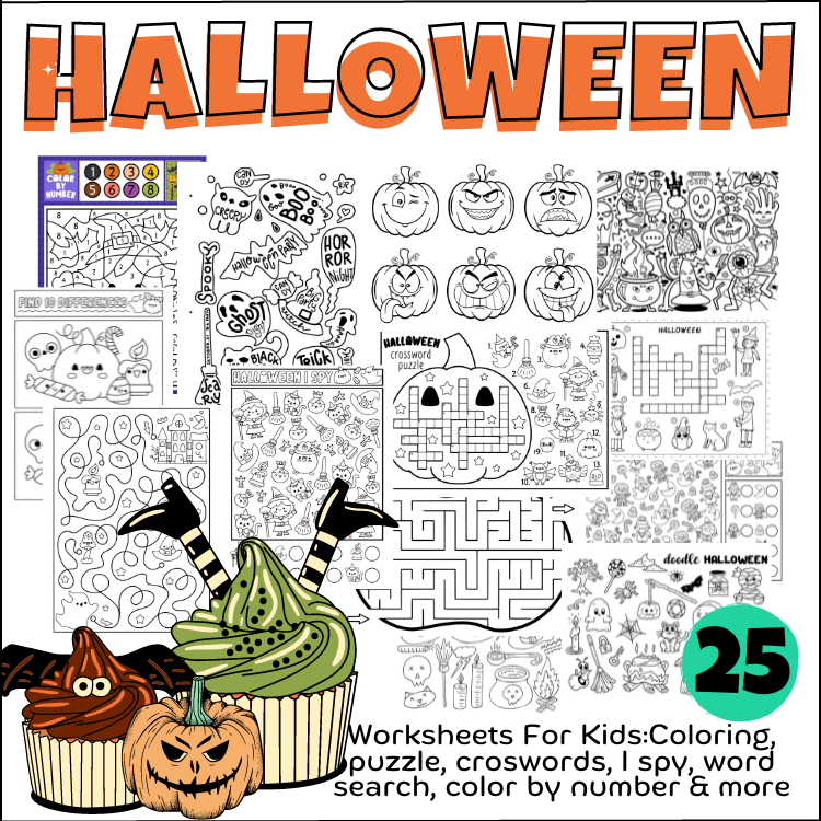 Fall kindergarten halloween activities i spy crossword word search mazes coloringworksheets made by teachers