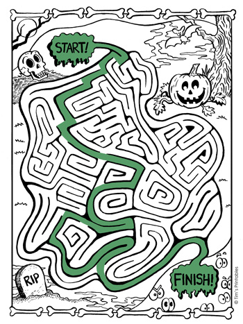 Halloween maze â tims printables
