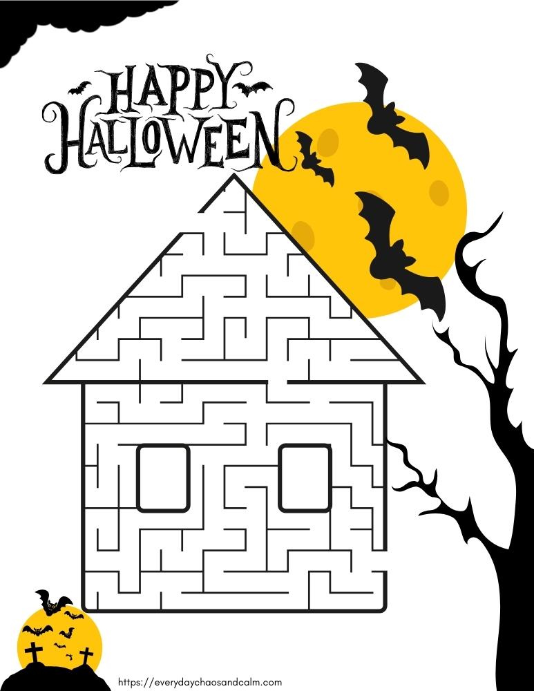 Free halloween maze printables for kids