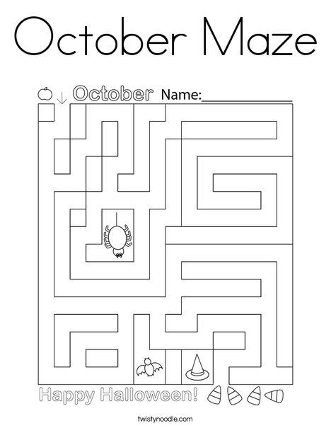 October maze coloring page