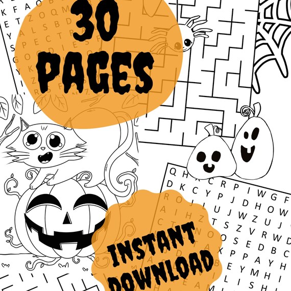 Halloween coloring pages printablehalloween party printables halloween mazes and wordsearch coloring pages for kidsinstant download pdf