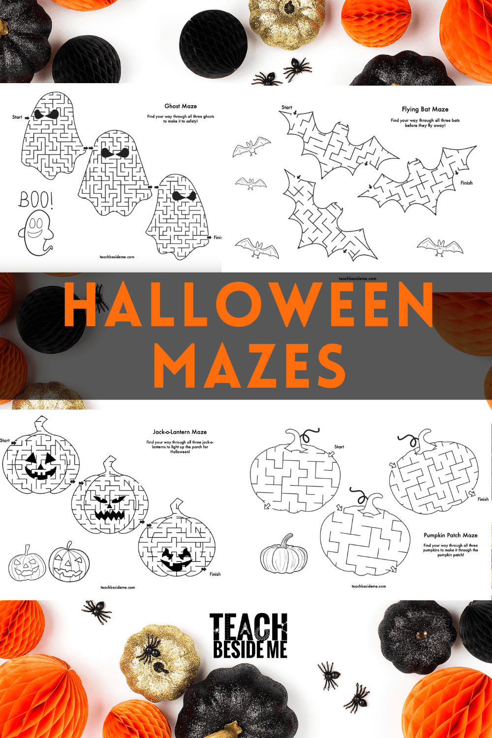 Printable halloween maze worksheets for kids