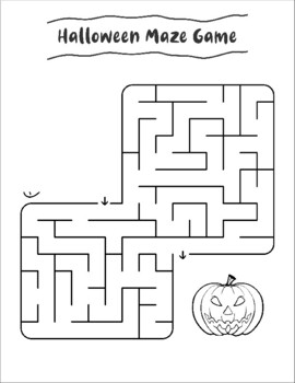 Halloween maze game and coloring sheet by allthingseducation tpt