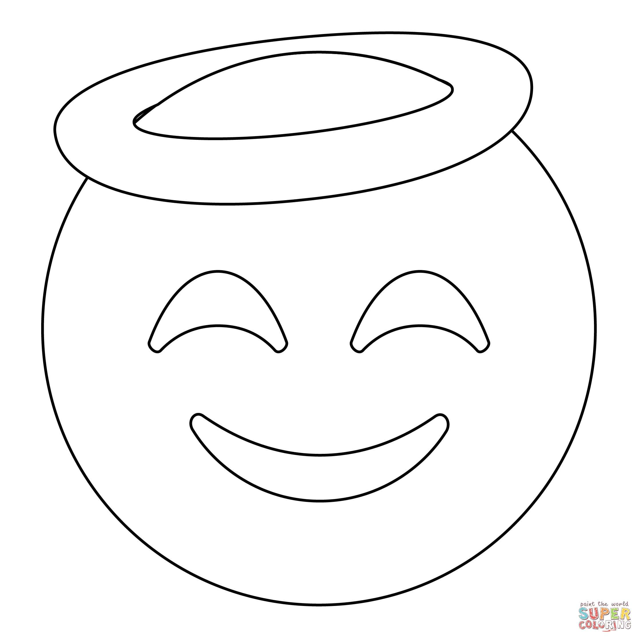 Smiling face with halo coloring page free printable coloring pages