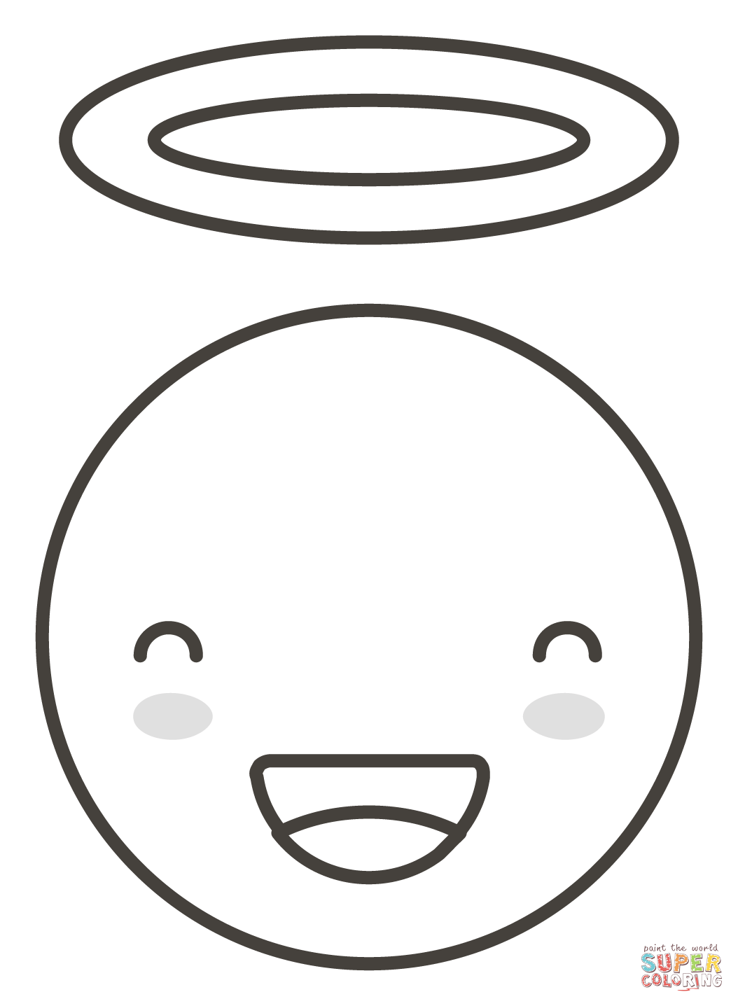 Smiling face with halo coloring page free printable coloring pages