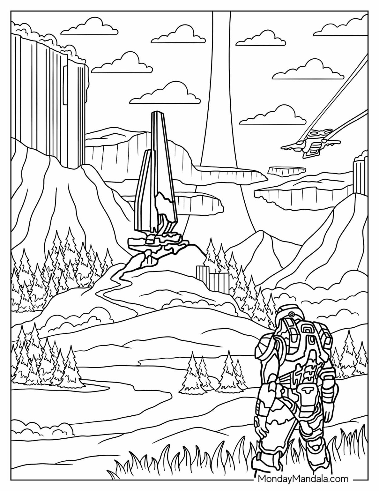 Halo coloring pages free pdf printables