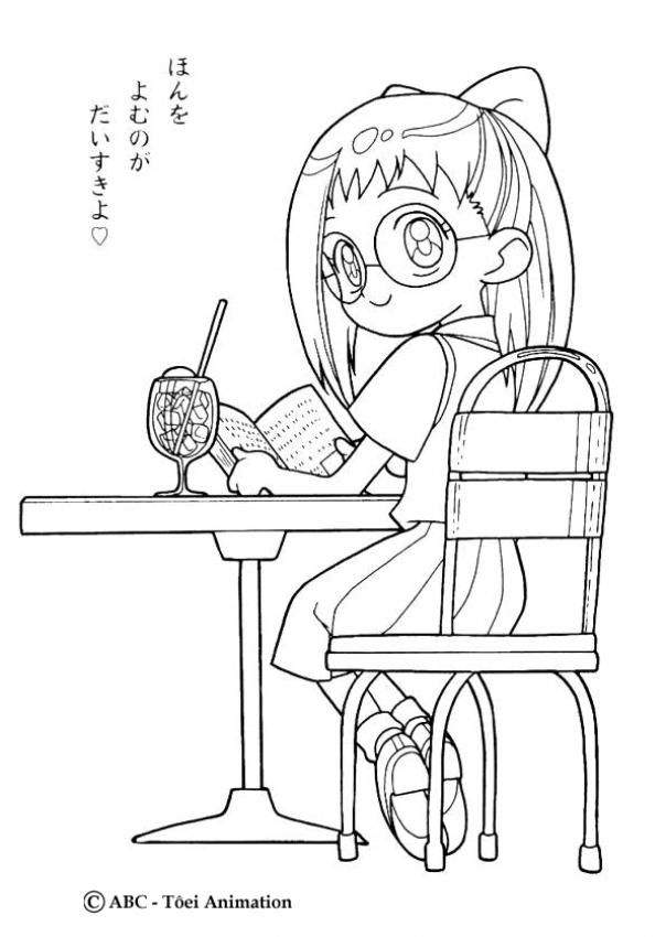 Rere reading a book coloring pages