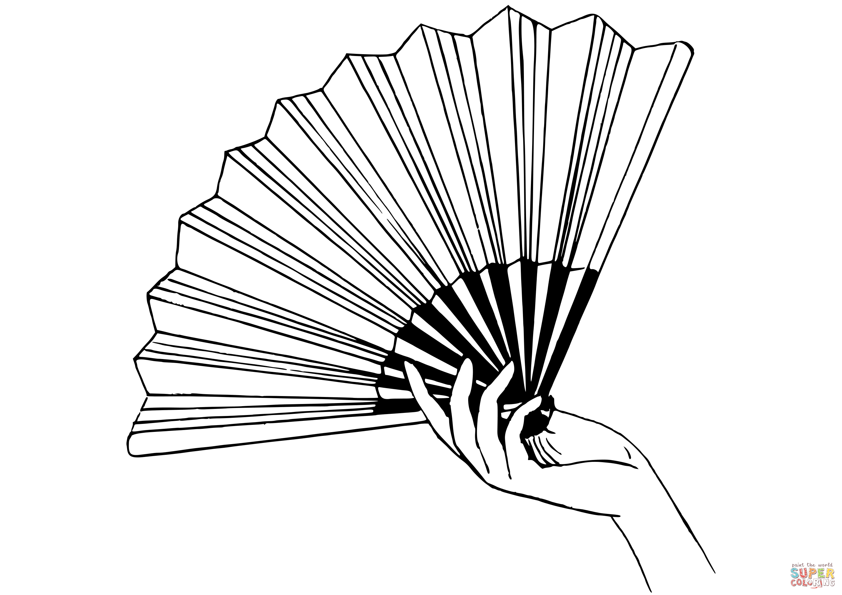 Hand fan coloring page free printable coloring pages