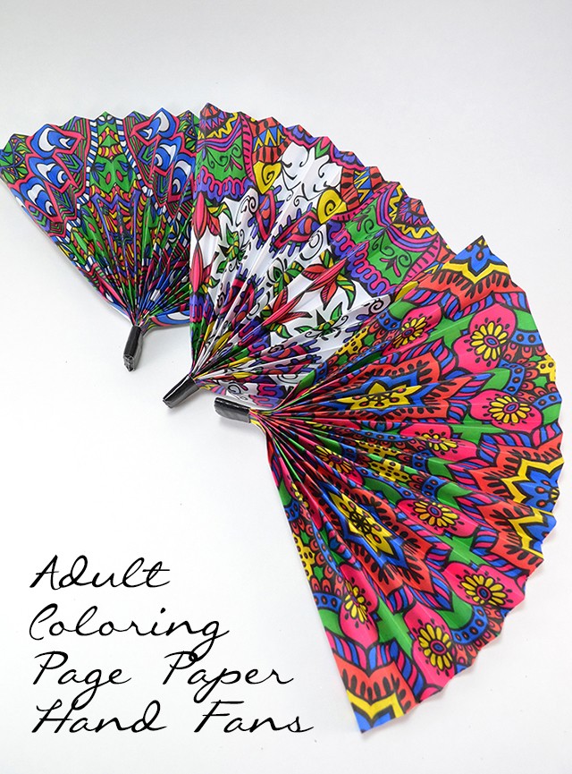 Diy adult coloring pages paper hand fans