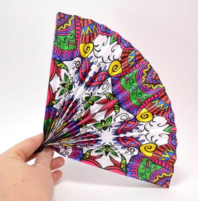 Diy adult coloring pages paper hand fans