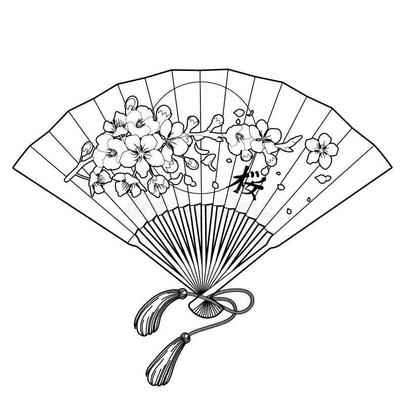 Fan with floral decoration stock vector illustration of decoration