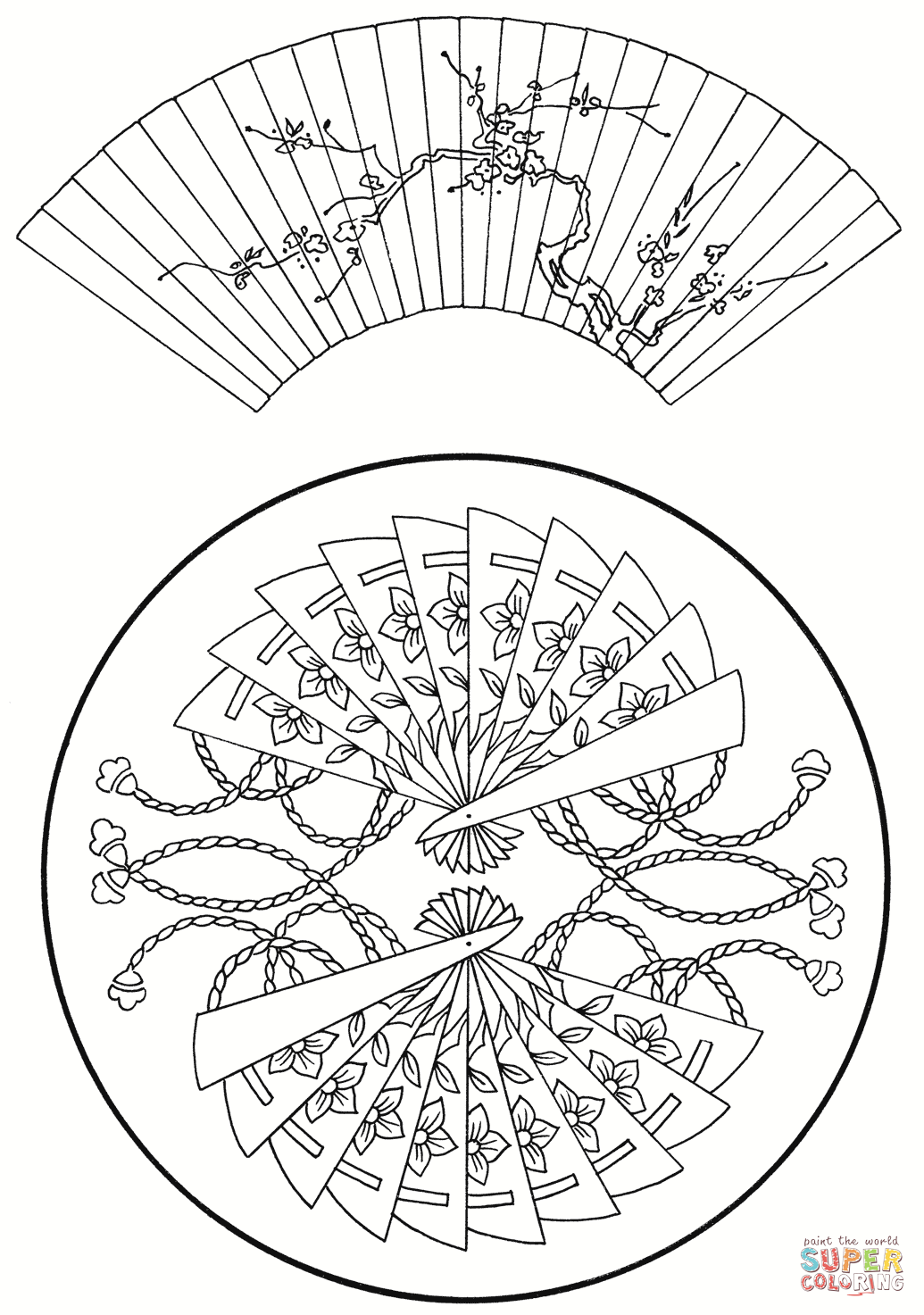 Japanese fans coloring page free printable coloring pages