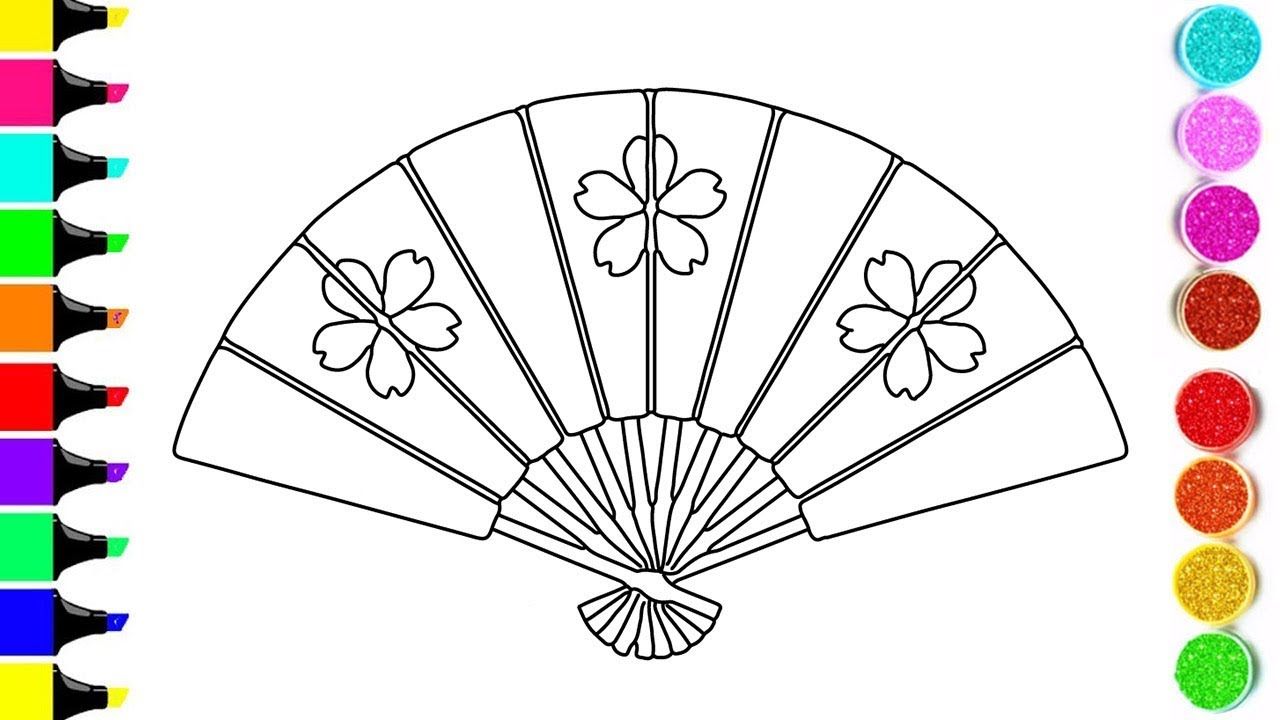 Hand fan drawing and coloring for kids folding hand fan coloring videos kids learn color fan drawing coloring for kids folding hand fan
