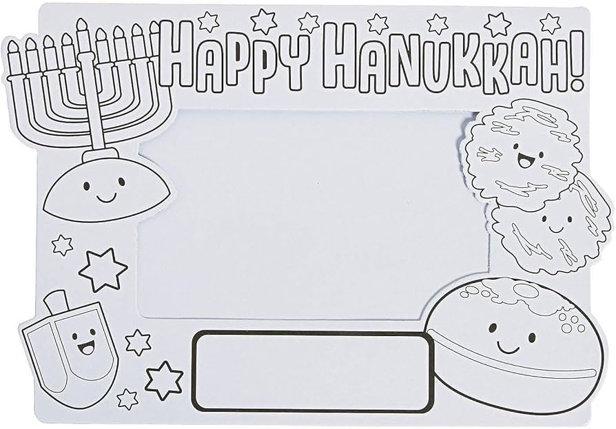Color your own happy hanukkah pic frame