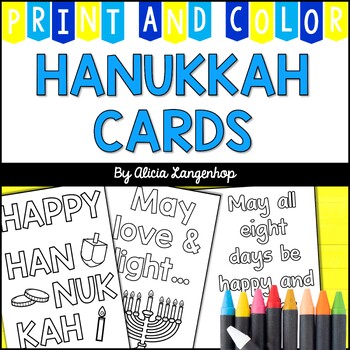 Hanukkah coloring page greeting cards by mskinderhop tpt