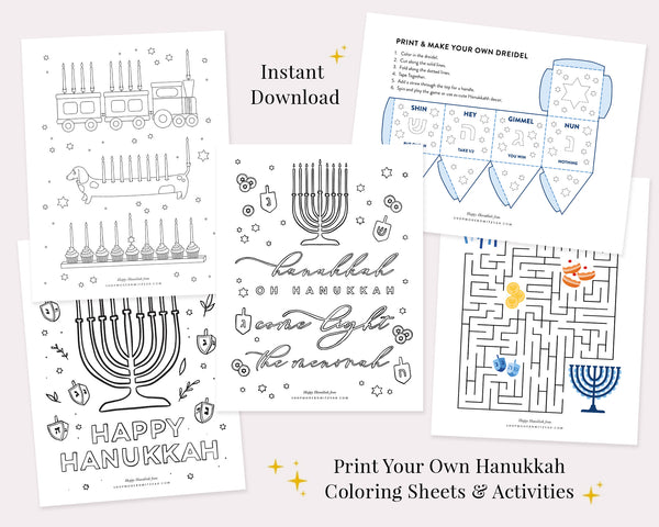 Hanukkah coloring sheets activities