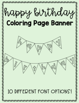 Happy birthday printable diy coloring page banner classroom decor