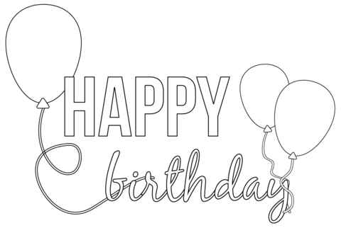 Happy birthday balloons coloring page free printable coloring pages
