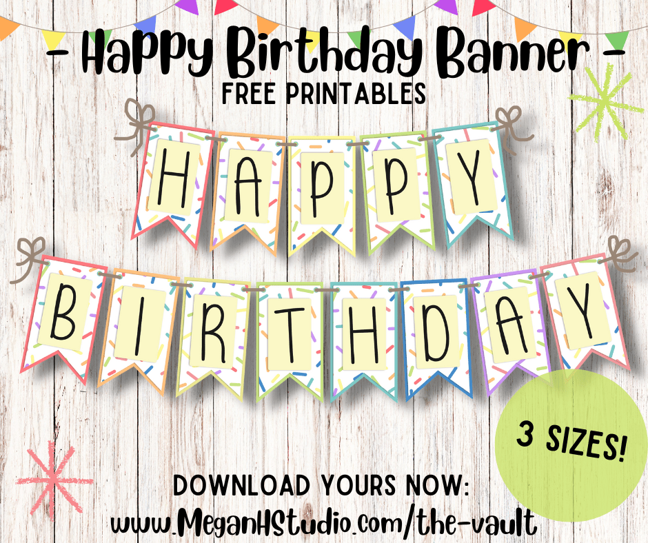 Free printable rainbow sprinkle happy birthday banners