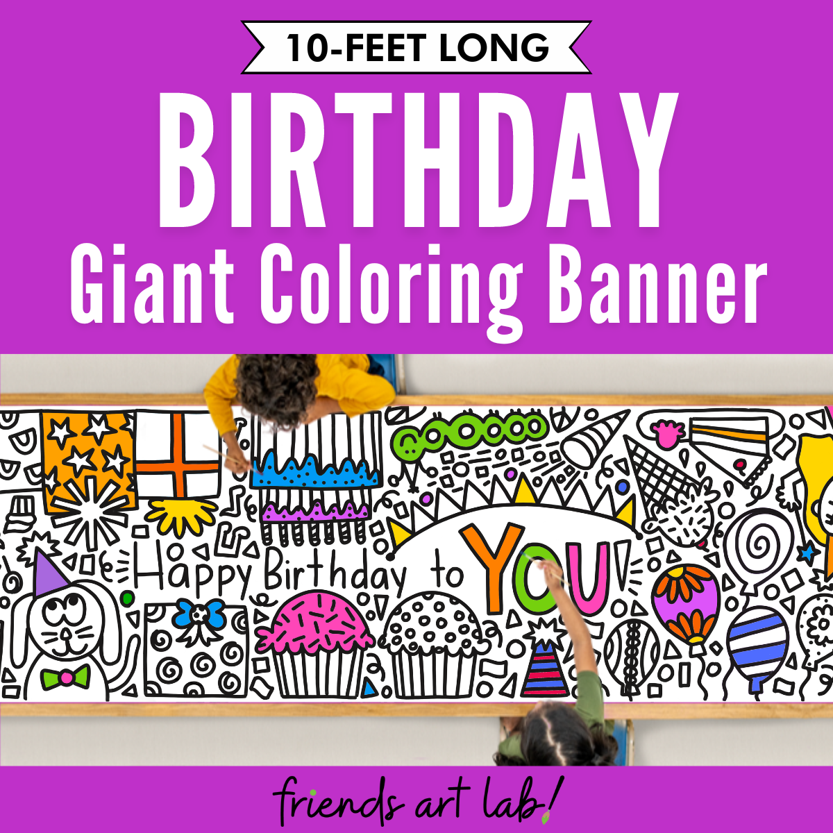 Giant birthday coloring page banner