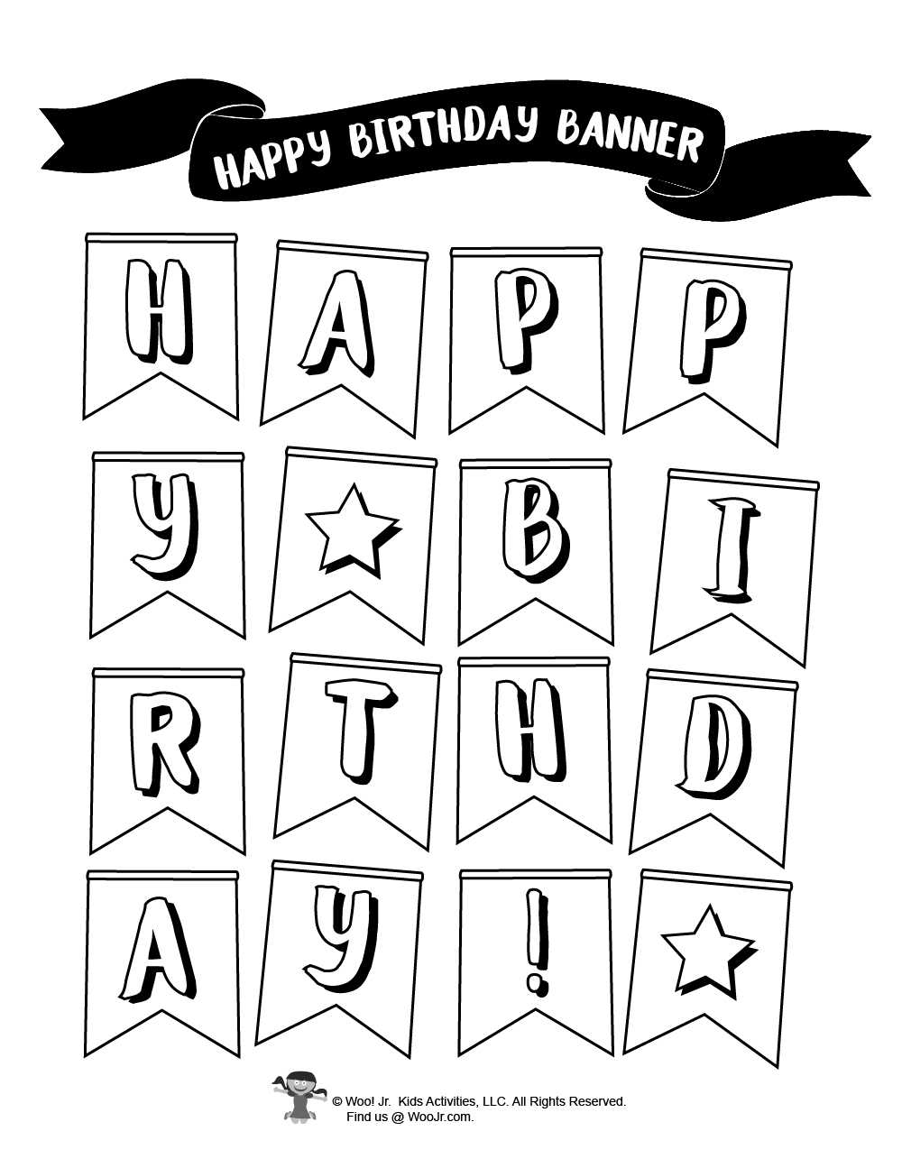 Printable birthday pennant banner woo jr kids activities childrens publishing