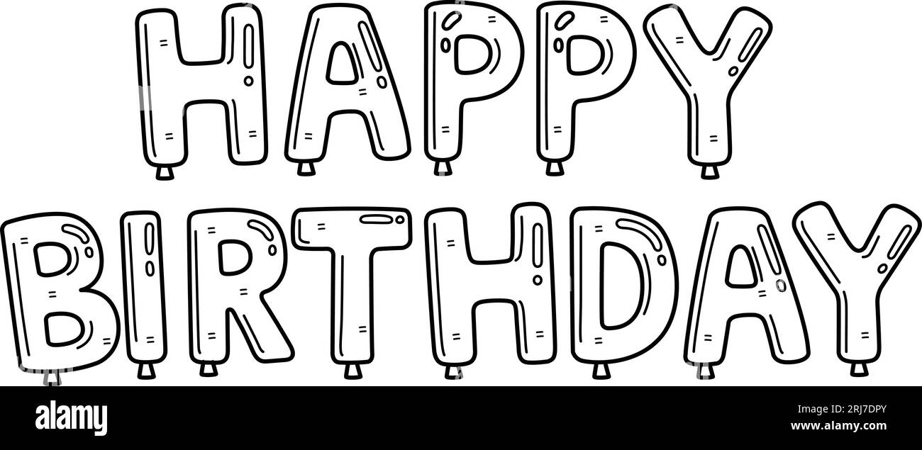 Happy birthday banner isolated coloring page stock vector image art