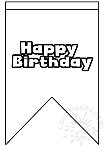 Happy birthday flag banner coloring page
