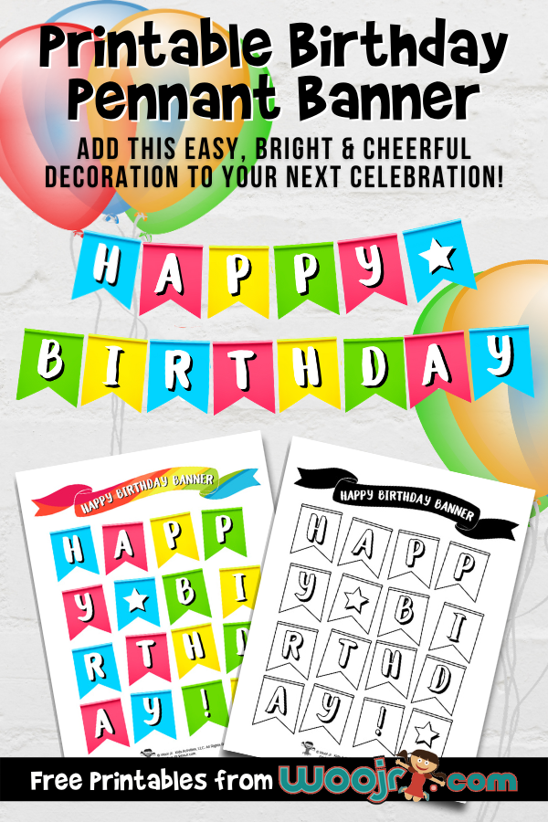 Printable birthday pennant banner woo jr kids activities childrens publishing
